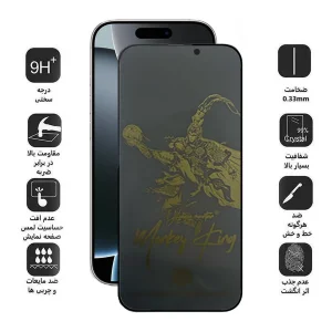 محافظ صفحه نمایش حریم شخصی اپیکوی مدل Monkey King مناسب برای گوشی موبایل اپل iPhone 16 Pro