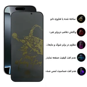 محافظ صفحه نمایش حریم شخصی اپیکوی مدل Monkey King مناسب برای گوشی موبایل اپل iPhone 16 Pro
