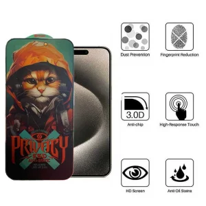 محافظ صفحه نمایش حریم شخصی اپیکوی مدل Privacy Hoodie Cat مناسب برای گوشی موبایل اپل iPhone 15 Pro Max