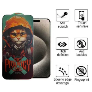 محافظ صفحه نمایش حریم شخصی اپیکوی مدل Privacy Hoodie Cat مناسب برای گوشی موبایل اپل iPhone 15 Pro Max