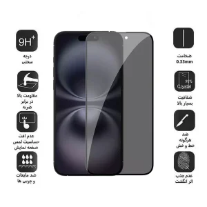 محافظ صفحه نمایش حریم شخصی اپیکوی مدل Privacy مناسب برای گوشی موبایل اپل iPhone 16 / 15