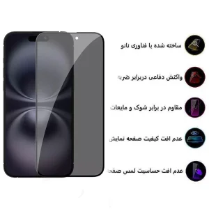 محافظ صفحه نمایش حریم شخصی اپیکوی مدل Privacy مناسب برای گوشی موبایل اپل iPhone 16 / 15