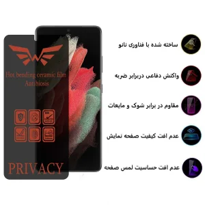محافظ صفحه نمایش حریم شخصی اپیکوی مدل Nano-Privacy مناسب برای گوشی موبایل سامسونگ Galaxy S21 Ultra