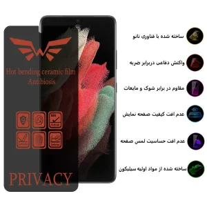 محافظ صفحه نمایش حریم شخصی اپیکوی مدل Nano-Privacy مناسب برای گوشی موبایل سامسونگ Galaxy S21 Ultra
