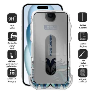 محافظ صفحه نمایش حریم شخصی اپیکوی مدل Lion Privacy Easy Install مناسب برای گوشی موبایل اپل iPhone 16/15/14 Pro به همراه کیت نصب