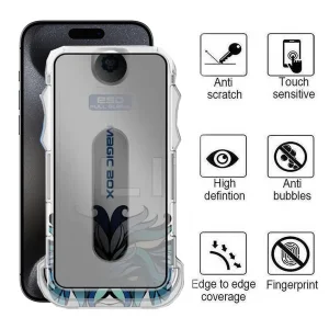 محافظ صفحه نمایش حریم شخصی اپیکوی مدل Lion Privacy Easy Install مناسب برای گوشی موبایل اپل iPhone 15 Pro  به همراه کیت نصب
