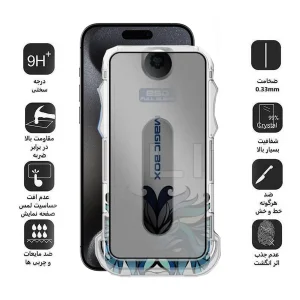محافظ صفحه نمایش حریم شخصی اپیکوی مدل Lion Privacy Easy Install مناسب برای گوشی موبایل اپل iPhone 15 Pro  به همراه کیت نصب