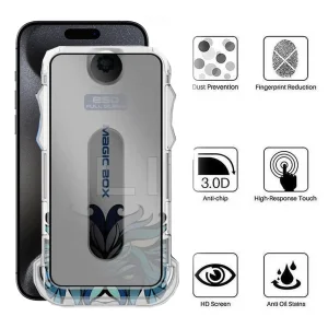 محافظ صفحه نمایش حریم شخصی اپیکوی مدل Lion Privacy Easy Install مناسب برای گوشی موبایل اپل iPhone 15 Pro  به همراه کیت نصب