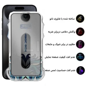 محافظ صفحه نمایش حریم شخصی اپیکوی مدل Lion Privacy Easy Install مناسب برای گوشی موبایل اپل iPhone 15 Pro  به همراه کیت نصب