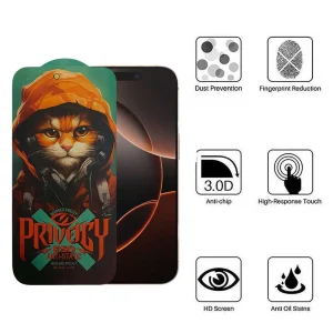 محافظ صفحه نمایش حریم شخصی اپیکوی مدل Privacy Hoodie Cat مناسب برای گوشی موبایل اپل iPhone 16 Pro