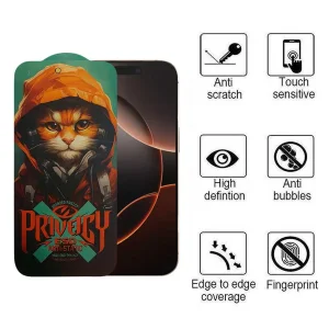 محافظ صفحه نمایش حریم شخصی اپیکوی مدل Privacy Hoodie Cat مناسب برای گوشی موبایل اپل iPhone 16 Pro