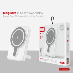 پاوربانک 20 وات ارلدام مدل PD40 ظرفیت 5000 میلی‌آمپرساعت به همراه یک عدد کابل USB-C