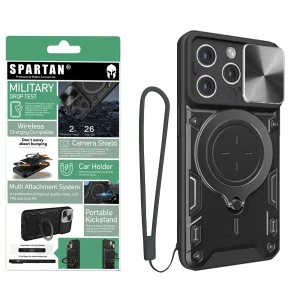 کاور اسپارتان مدل Magnet Ring Strap مناسب برای گوشی موبایل اپل iPhone 16 Pro Max به همراه بند آویز