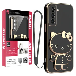 کاور اسپارتان مدل Kitty مناسب برای گوشی موبایل سامسونگ Galaxy S21 FE به همراه بند نگهدارنده