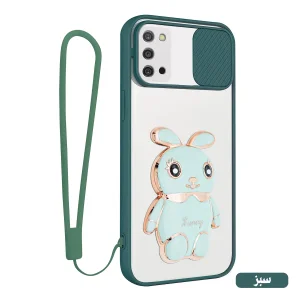 کاور اسپارتان مدل Camshield Bunny مناسب برای گوشی موبایل سامسونگ Galaxy A03s به همراه بند نگهدارنده