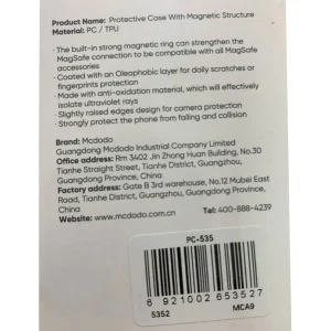 کاور مک دودو مدل PC-535 مناسب برای گوشی موبایل اپل iPhone 15 Pro
