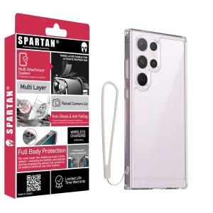 کاور اسپارتان مدل Airbag Space Strap مناسب برای گوشی موبایل سامسونگ Galaxy S22 Ultra به همراه بند آویز