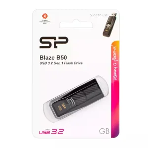 فلش مموری 256 گیگابایت سیلیکون پاور مدل Blaze B50 با پورت کشویی و سازگار با ویندوز، مک و لینوکس