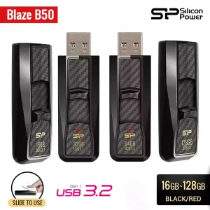 فلش مموری 256 گیگابایت سیلیکون پاور مدل Blaze B50 با پورت کشویی و سازگار با ویندوز، مک و لینوکس