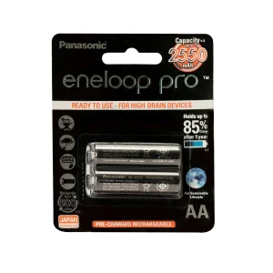 باتری قلمی  قابل شارژ پاناسونیک مدل eneloop pro 2550 mha بسته ۲ عددی