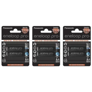 باتری قلمی قابل شارژ پاناسونیک مدل eneloop pro 2500mAh بسته 6 عددی