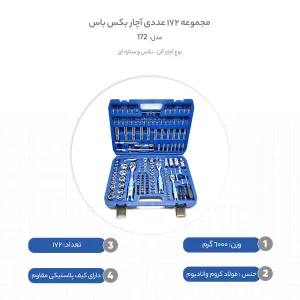 مجموعه 172 عددی  آچار بکس باس مدل 172