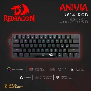کیبورد مخصوص بازی ردراگون مدل K614 ANIVIA RGB