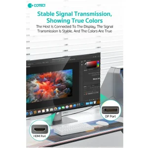 کابل Display Port به HDMI کوتتسی مدل 87406 طول 2 متر