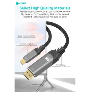 کابل تبدیل HDMI به USB-C کوتتسی مدل 87410 طول 2 متر