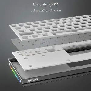 کیبورد مخصوص بازی ردراگون مدل SHACO K641 GW PRO، مکانیکال سوییچ قرمز، Tenkeyless، نورپردازی RGB
