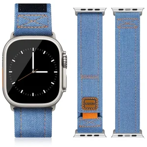 بند آکوآرا مدل Denim Velcro مناسب برای اپل واچ 42 میلیمتری سری 3