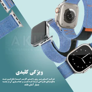 بند آکوآرا مدل Denim Velcro مناسب برای اپل واچ 42 میلیمتری سری 1