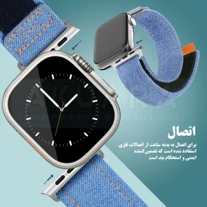 بند آکوآرا مدل Denim Velcro مناسب برای اپل واچ 42 میلیمتری سری 1