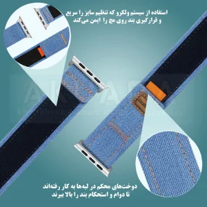 بند آکوآرا مدل Denim Velcro مناسب برای اپل واچ 42 میلیمتری سری 1