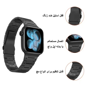 بند آلتیمیت شیلد مدل Santos Lux مناسب برای اپل واچ 45 میلی متری سری 7/8/9 به همراه کاور