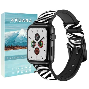 بند آکوآرا مدل Zebra Leather مناسب برای اپل واچ 44/45/46/49 میلیمتری سری SE1/SE2/SE3/4/5/6/7/8/9/10/11/Ultra/Ultra2/Ultra3