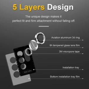 محافظ لنز دوربین زیرو مدل Ring Diamond ZR مناسب برای گوشی موبایل سامسونگ Galaxy S25 Ultra