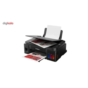 پرینتر کانن رنگی سه کاره با چاپ جوهرافشان مدل PIXMA G3410، سایز چاپ A4، قابلیت‌ اتصال به WiFi، چاپ بدون حاشیه، مجهز به مخزن جوهر