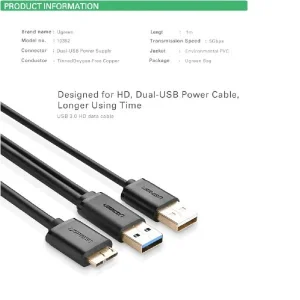 کابل هارد USB 3.0 یوگرین مدل US140-10382 طول 1 متر