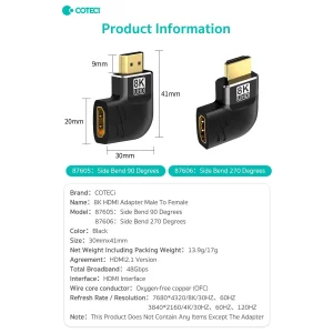 مبدل HDMI کوتتسی مدل 87605 نوع L-TYPE