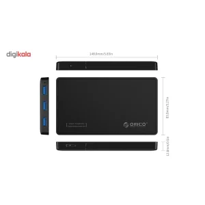 قاب اکسترنال هارددیسک 2.5 اینچی USB 3.0 اوریکو مدل 2588H3 به همراه هاب
