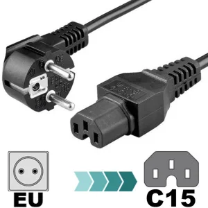 کابل برق 3 پین منبع تغذیه بافو مدل EU-C15 3Cx1.5MM طول 2 متر