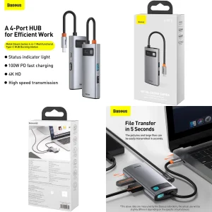 هاب 4 پورت USB-C باسئوس  مدل Metal  Gleam series CAHUB-CY0G