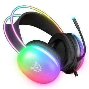 هدست گیمینگ اونیکوما مدل X25 RGB با نویز کنسلینگ میکروفون (ENC)، بدون قابلیت شارژ، اتصال از طریق جک 3.5 میلی متری صدا، دارای دکمه قطع و وصل میکروفون و دکمه کنترل صدا، طراحی ارگونومیک و بالشتک‌های نرم و قابل تنظیم، مقاوم در برابر رطوبت و عرق