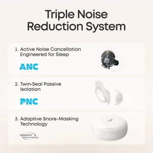 هدفون تو گوشی بلوتوثی انکر مدل Soundcore Sleep A30 با درایور داینامیک، طراحی مناسب استفاده هنگام خواب، نویز کنسلینگ فعال، پایش خواب و تشخیص خر و پف