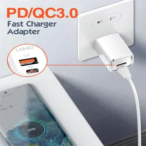 شارژر دیواری 30 وات الدینیو مدل LD-A2317C به همراه کابل تبدیل USB-C
