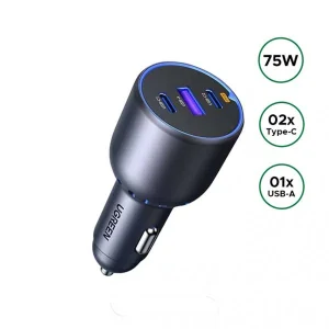 شارژر فندکی 75 وات 3 پورت یوگرین مدل EC703-35024