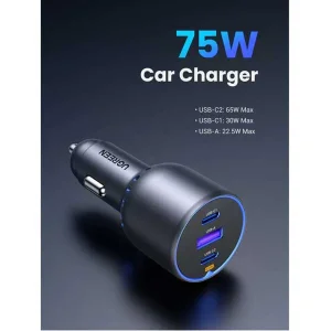 شارژر فندکی 75 وات 3 پورت یوگرین مدل EC703-35024