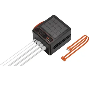 پاوربانک خورشیدی پرودو مدل Laros ظرفیت 80000 میلی‌آمپرساعت به همراه کابل USB-C به لایتنینگ و کابل برق