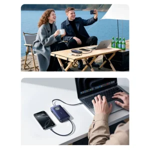 پاوربانک 100 وات بیسوس مدل EnerCore CR11 ظرفیت 20000 میلی‌آمپرساعت به همراه دو عدد کابل USB-C